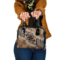 Bula Fiji Plumeria Tagimoucia Salusalu Mocha Shoulder Handbag Kaiviti Masi - Polynesian Pride