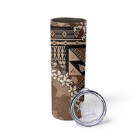 Bula Fiji Plumeria Tagimoucia Salusalu Mocha Skinny Tumbler Kaiviti Masi - Polynesian Pride
