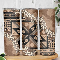 Bula Fiji Plumeria Tagimoucia Salusalu Mocha Skinny Tumbler Kaiviti Masi - Polynesian Pride