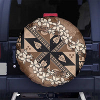 Bula Fiji Plumeria Tagimoucia Salusalu Mocha Spare Tire Cover Kaiviti Masi - Polynesian Pride