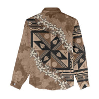 Bula Fiji Plumeria Tagimoucia Salusalu Mocha Women Casual Shirt Kaiviti Masi - Polynesian Pride