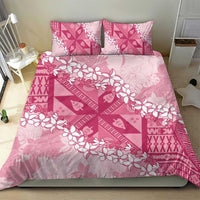 Bula Fiji Plumeria Tagimoucia Salusalu Pink Bedding Set Kaiviti Masi - Polynesian Pride