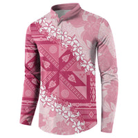 Bula Fiji Plumeria Tagimoucia Salusalu Pink Button Sweatshirt Kaiviti Masi LT7 - Polynesian Pride