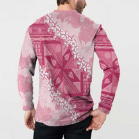 Bula Fiji Plumeria Tagimoucia Salusalu Pink Button Sweatshirt Kaiviti Masi LT7 - Polynesian Pride