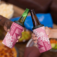 Bula Fiji Plumeria Tagimoucia Salusalu Pink 4 in 1 Can Cooler Tumbler Kaiviti Masi - Polynesian Pride