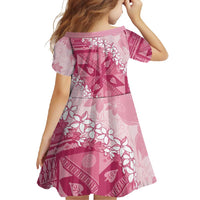 Bula Fiji Plumeria Tagimoucia Salusalu Pink Family Matching Long Sleeve Bodycon Dress and Hawaiian Shirt Kaiviti Masi - Polynesian Pride