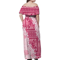 Bula Fiji Plumeria Tagimoucia Salusalu Pink Family Matching Off Shoulder Maxi Dress and Hawaiian Shirt Kaiviti Masi - Polynesian Pride