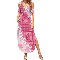 Bula Fiji Plumeria Tagimoucia Salusalu Pink Family Matching Summer Maxi Dress and Hawaiian Shirt Kaiviti Masi - Polynesian Pride