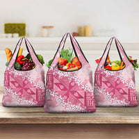 Bula Fiji Plumeria Tagimoucia Salusalu Pink Grocery Bag Kaiviti Masi - Polynesian Pride