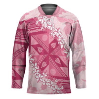 Bula Fiji Plumeria Tagimoucia Salusalu Pink Hockey Jersey Kaiviti Masi - Polynesian Pride