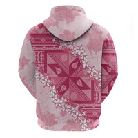 Bula Fiji Plumeria Tagimoucia Salusalu Pink Hoodie Kaiviti Masi - Polynesian Pride