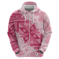 Bula Fiji Plumeria Tagimoucia Salusalu Pink Hoodie Kaiviti Masi - Polynesian Pride