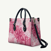 Bula Fiji Plumeria Tagimoucia Salusalu Pink Leather Bag Kaiviti Masi - Polynesian Pride