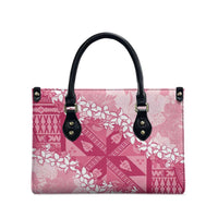 Bula Fiji Plumeria Tagimoucia Salusalu Pink Leather Bag Kaiviti Masi - Polynesian Pride