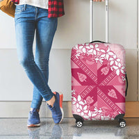 Bula Fiji Plumeria Tagimoucia Salusalu Pink Luggage Cover Kaiviti Masi - Polynesian Pride