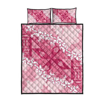 Bula Fiji Plumeria Tagimoucia Salusalu Pink Quilt Bed Set Kaiviti Masi - Polynesian Pride