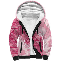 Bula Fiji Plumeria Tagimoucia Salusalu Pink Sherpa Hoodie Kaiviti Masi - Polynesian Pride