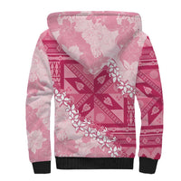 Bula Fiji Plumeria Tagimoucia Salusalu Pink Sherpa Hoodie Kaiviti Masi - Polynesian Pride