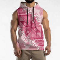 Bula Fiji Plumeria Tagimoucia Salusalu Pink Sleeveless Hoodie Kaiviti Masi - Polynesian Pride