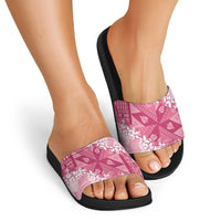 Bula Fiji Plumeria Tagimoucia Salusalu Pink Slide Sandals Kaiviti Masi - Polynesian Pride