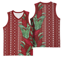 Women's Day Samoa Malu Tattoo Inspired Mix Teuila Basketball Jersey Scarlet LT7 - Polynesian Pride