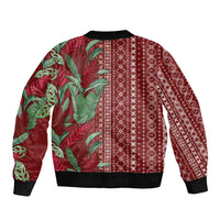Women's Day Samoa Malu Tattoo Inspired Mix Teuila Bomber Jacket Scarlet LT7 - Polynesian Pride