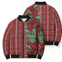 Women's Day Samoa Malu Tattoo Inspired Mix Teuila Bomber Puffer Jacket Scarlet LT7 - Polynesian Pride