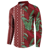Women's Day Samoa Malu Tattoo Inspired Mix Teuila Button Sweatshirt Scarlet LT7 - Polynesian Pride