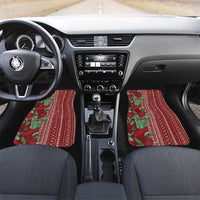 Women's Day Samoa Malu Tattoo Inspired Mix Teuila Car Mats Scarlet LT7 Set 2pcs - Front Scarlet - Polynesian Pride