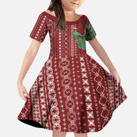 Women's Day Samoa Malu Tattoo Inspired Mix Teuila Family Matching Off Shoulder Maxi Dress and Hawaiian Shirt Scarlet