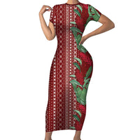 Women's Day Samoa Malu Tattoo Inspired Mix Teuila Family Matching Short Sleeve Bodycon Dress and Hawaiian Shirt Scarlet