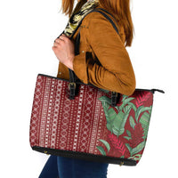 Women's Day Samoa Malu Tattoo Inspired Mix Teuila Leather Tote Bag Scarlet LT7 Scarlet - Polynesian Pride