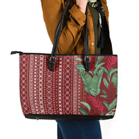 Women's Day Samoa Malu Tattoo Inspired Mix Teuila Leather Tote Bag Scarlet LT7 - Polynesian Pride