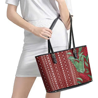 Women's Day Samoa Malu Tattoo Inspired Mix Teuila Leather Tote Bag Scarlet LT7 - Polynesian Pride