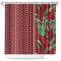 Women's Day Samoa Malu Tattoo Inspired Mix Teuila Shower Curtain Scarlet LT7 Scarlet - Polynesian Pride