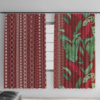 Women's Day Samoa Malu Tattoo Inspired Mix Teuila Window Curtain Scarlet LT7 With Hooks Scarlet - Polynesian Pride
