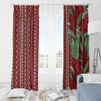 Women's Day Samoa Malu Tattoo Inspired Mix Teuila Window Curtain Scarlet LT7 - Polynesian Pride