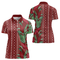 Women's Day Samoa Malu Tattoo Inspired Mix Teuila Women Polo Shirt Scarlet LT7 - Polynesian Pride