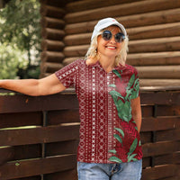 Women's Day Samoa Malu Tattoo Inspired Mix Teuila Women Polo Shirt Scarlet LT7 - Polynesian Pride