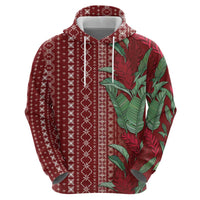Women's Day Samoa Malu Tattoo Inspired Mix Teuila Zip Hoodie Scarlet LT7 - Polynesian Pride