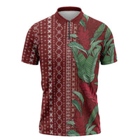Women's Day Samoa Malu Tattoo Inspired Mix Teuila Zipper Polo Shirt Scarlet LT7 Scarlet - Polynesian Pride