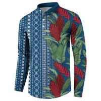 Women's Day Samoa Malu Tattoo Inspired Mix Teuila Button Sweatshirt Royal Blue LT7 - Polynesian Pride