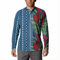 Women's Day Samoa Malu Tattoo Inspired Mix Teuila Button Sweatshirt Royal Blue LT7 - Polynesian Pride