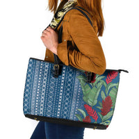 Women's Day Samoa Malu Tattoo Inspired Mix Teuila Leather Tote Bag Royal Blue LT7 Royal Blue - Polynesian Pride