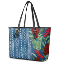 Women's Day Samoa Malu Tattoo Inspired Mix Teuila Leather Tote Bag Royal Blue LT7 - Polynesian Pride
