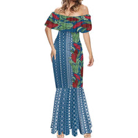 Women's Day Samoa Malu Tattoo Inspired Mix Teuila Mermaid Dress Royal Blue LT7 - Polynesian Pride