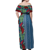 Women's Day Samoa Malu Tattoo Inspired Mix Teuila Off Shoulder Maxi Dress Royal Blue LT7 - Polynesian Pride
