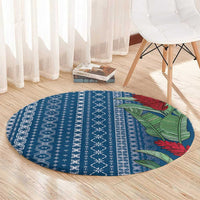 Women's Day Samoa Malu Tattoo Inspired Mix Teuila Round Carpet Royal Blue LT7 - Polynesian Pride