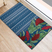 Women's Day Samoa Malu Tattoo Inspired Mix Teuila Rubber Doormat Royal Blue LT7 - Polynesian Pride