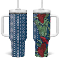 Women's Day Samoa Malu Tattoo Inspired Mix Teuila Tumbler With Handle Royal Blue LT7 One Size: 40 oz Royal Blue - Polynesian Pride